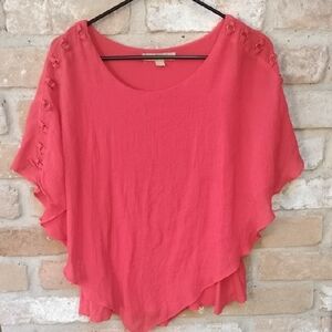 Women's Coral Top with Button Detail